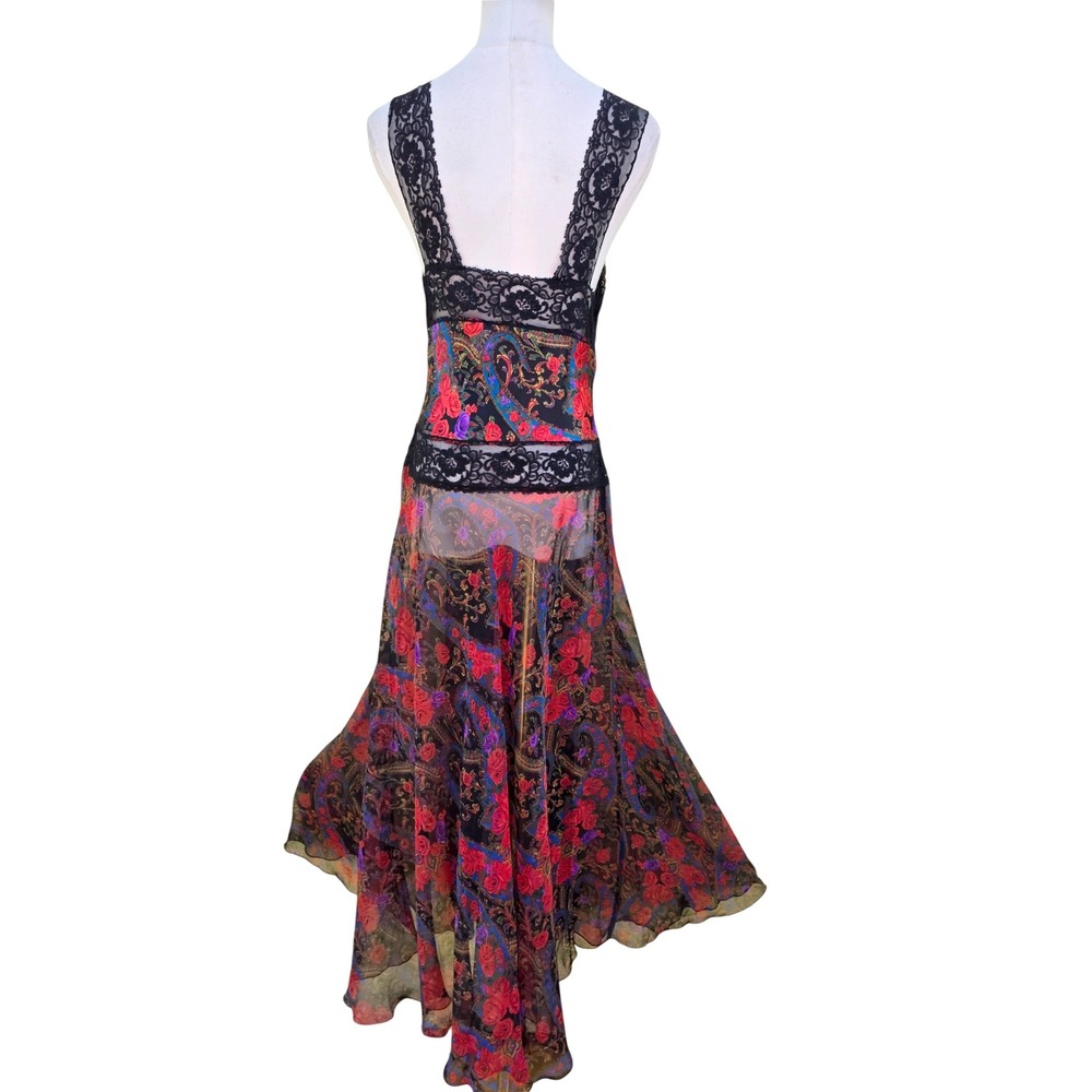 Victoria's Secret vintage 90Maxi Dress Womens M Multicolor ‎ Floral Paisley Lace - Picture 15 of 16